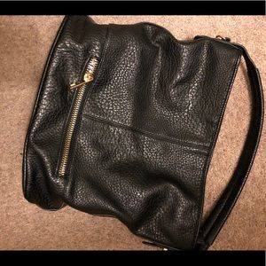 Black leather tote